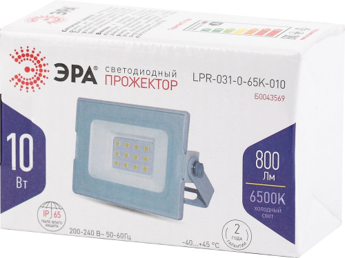 Прожектор уличный Эра Eco Slim LPR-031-0-65K-010 светодиодный 10Вт корп.мет.белый (Б0043569) фото 5