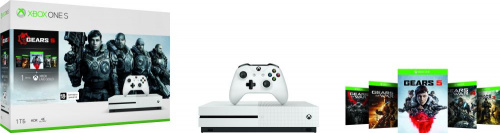 Игровая консоль Microsoft Xbox One S 234-01030 белый в комплекте: игра: Gears 5