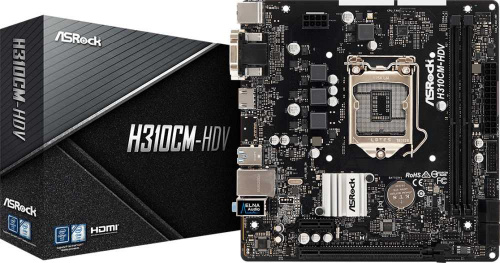 Материнская плата Asrock H310CM-HDV Soc-1151v2 Intel H310C 2xDDR4 mATX AC`97 8ch(7.1) GbLAN+VGA+DVI+HDMI фото 3