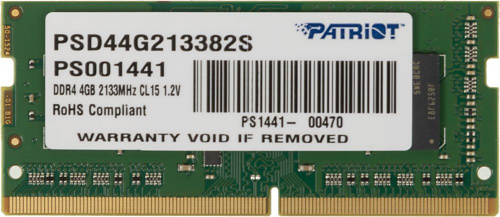 Память DDR4 4Gb 2133MHz Patriot PSD44G213382S RTL PC4-17000 CL15 SO-DIMM 260-pin 1.2В фото 2