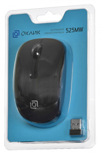 Мышь Оклик 525MW черный оптическая (1000dpi) беспроводная USB для ноутбука (3but) фото 3