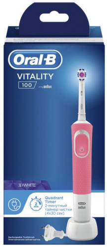 Зубная щетка электрическая Oral-B Vitality 3D White 100 розовый фото 2