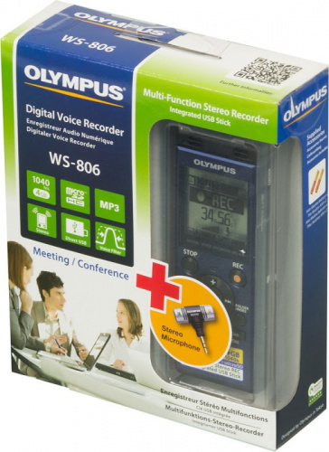 Диктофон Цифровой Olympus WS-806 + microphone ME-51S 4Gb синий фото 2