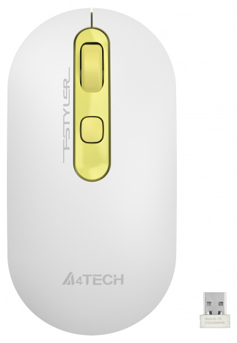 Мышь A4Tech Fstyler FG20 Daisy белый/желтый оптическая (2000dpi) беспроводная USB для ноутбука (4but) фото 10