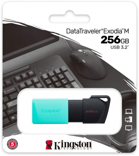 Флеш Диск Kingston 256GB DataTraveler Exodia M DTXM/256GB USB3.0 черный/зеленый фото 3