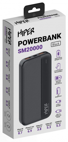 Мобильный аккумулятор Hiper SM20000 20000mAh 2.4A черный (SM20000 BLACK) фото 4