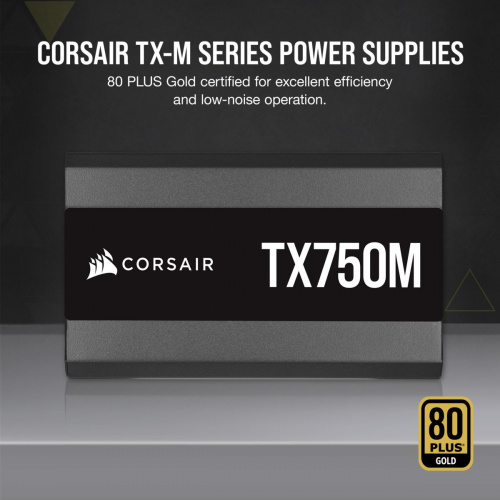 Блок питания Corsair ATX 750W TX750M 80+ gold (24+4+4pin) APFC 120mm fan 7xSATA Cab Manag RTL фото 10