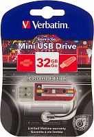 Флеш Диск Verbatim 32Gb Mini Cassette Edition 49392 USB2.0 красный/рисунок
