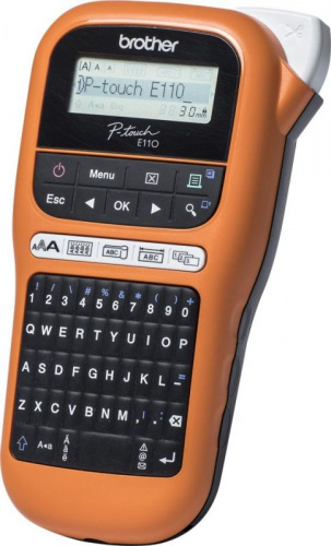 Принтер Brother P-touch PT-E110VP переносной оранжевый/черный фото 3