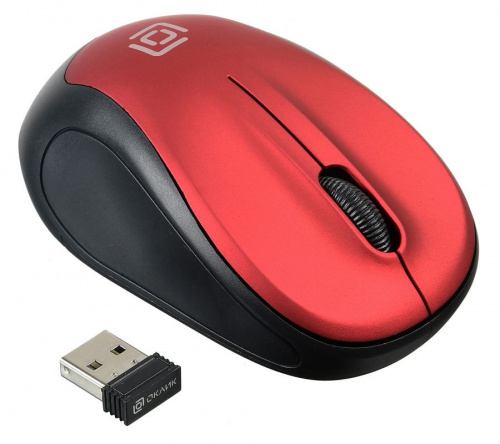 Мышь Оклик 665MW черный/красный оптическая (1600dpi) беспроводная USB для ноутбука (3but) фото 7