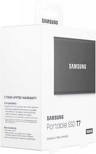 Накопитель SSD Samsung USB-C 500GB MU-PC500T/WW T7 1.8" черный фото 9