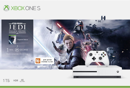 Игровая консоль Microsoft Xbox One S 234-01099 белый в комплекте: игра: Star Wars Jedi Fallen Order фото 2