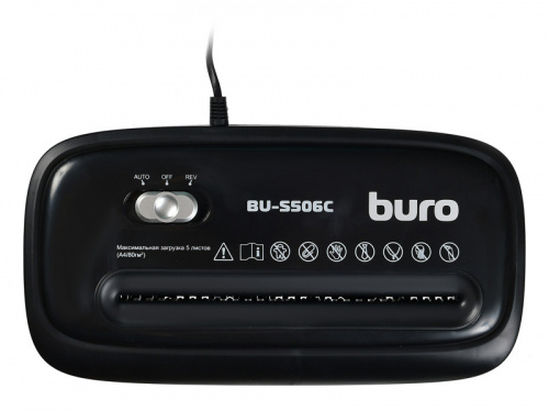 Шредер Buro Home BU-S506C черный (секр.P-4) фрагменты 5лист. 12лтр. пл.карты фото 10