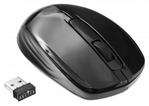Мышь Оклик 475MW черный оптическая (1000dpi) беспроводная USB для ноутбука (3but) фото 2