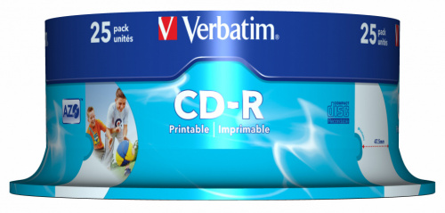 Диск CD-R Verbatim 700Mb 52x Cake Box (25шт) Printable (43439) фото 2