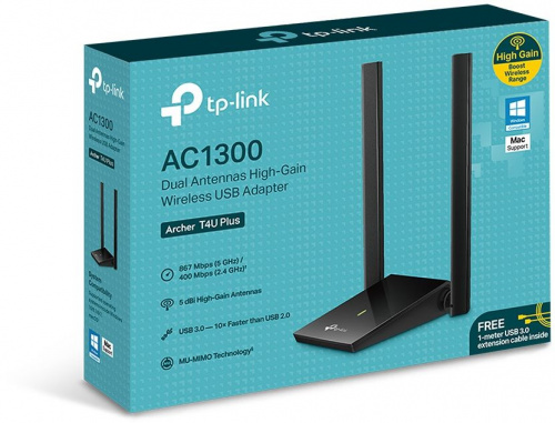 Сетевой адаптер Wi-Fi TP-Link Archer T4U Plus AC1300 USB 3.0 (ант.внеш.несъем.) 2ант. фото 5