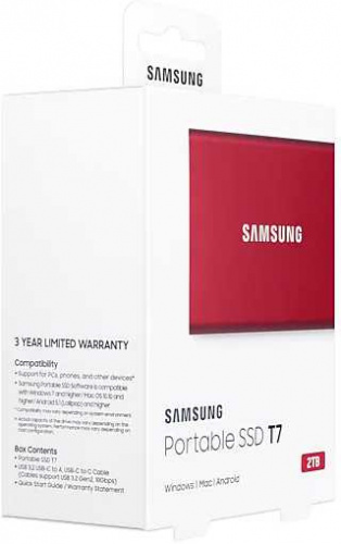 Накопитель SSD Samsung USB-C 2TB MU-PC2T0R/WW T7 1.8" красный фото 9