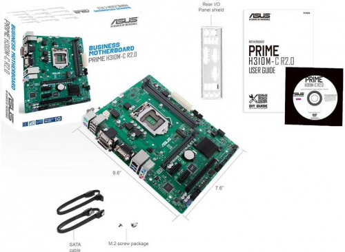 Материнская плата Asus PRIME H310M-C R2.0 Soc-1151v2 Intel H310C 2xDDR4 mATX AC`97 8ch(7.1) GbLAN+VGA+DVI фото 2