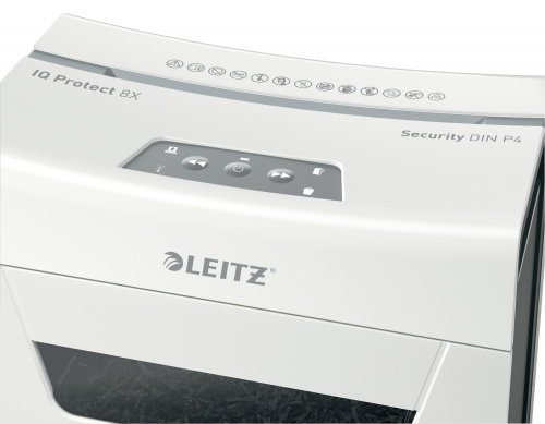 Шредер Leitz IQ Protect Premium 8X белый (секр.P-4) фрагменты 8лист. 14лтр. скрепки скобы фото 9