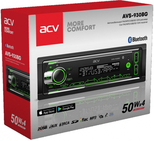 Автомагнитола ACV AVS-930BG 1DIN 4x50Вт ПДУ (37986) фото 4