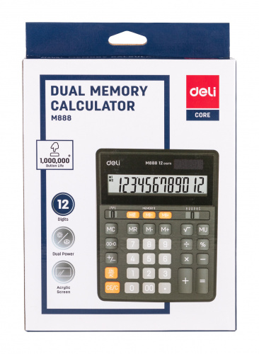 Калькулятор настольный Deli EM888 черный 12-разр. фото 6