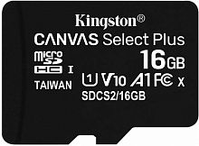 Флеш карта microSDHC 16Gb Class10 Kingston SDCS2/16GBSP CanvSelect Plus w/o adapter