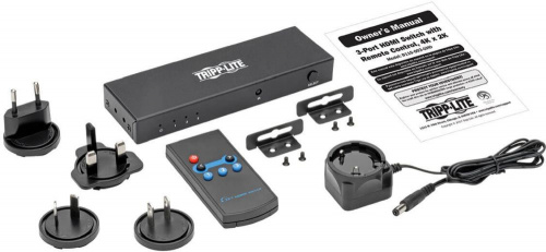 Переключатель аудио-видео Tripplite B119-003-UHD 3xHDMI (f)/HDMI (f) 1м. феррит.кольца позолоч.конт. черный фото 4