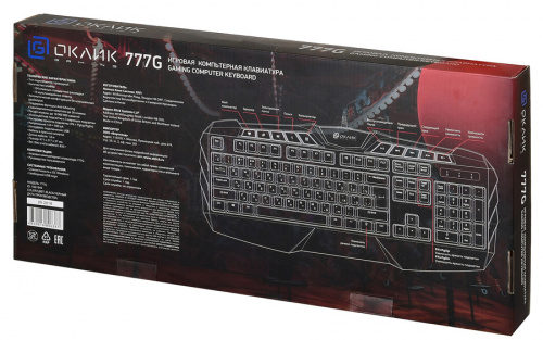 Клавиатура Оклик 777G PSYCHO черный USB Multimedia for gamer LED (подставка для запястий) фото 4
