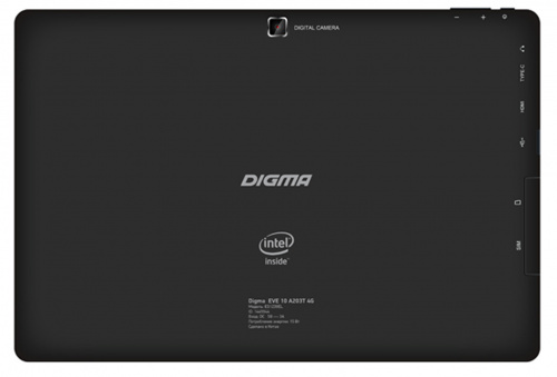 Планшет Digma EVE 10 A203T 4G Atom Z8350 (1.44) 4C RAM2Gb ROM64Gb 10.1" IPS 1920x1200 4G Windows 10 черный 2Mpix 2Mpix BT WiFi Touch microSD 128Gb mHDMI 6000mAh фото 5