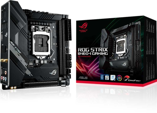 Материнская плата Asus ROG STRIX B460-I GAMING Soc-1200 Intel B460 2xDDR4 mini-ITX AC`97 8ch(7.1) GbLAN RAID+HDMI+DP фото 2