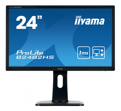 Монитор Iiyama 24" ProLite B2482HS-B1 черный TN LED 1ms 16:9 DVI HDMI M/M матовая HAS Pivot 1000:1 250cd 170гр/160гр 1920x1080 D-Sub FHD 5.1кг