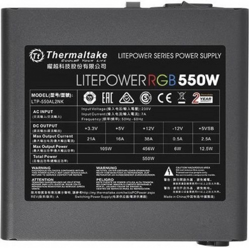 Блок питания Thermaltake ATX 550W Litepower RGB 550 (20+4pin) APFC 120mm fan color LED 5xSATA RTL фото 5