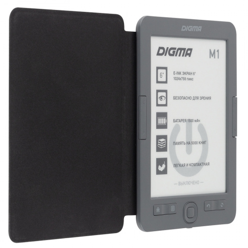 Электронная книга Digma M1 6" E-ink HD Pearl 758x1024 600MHz 128Mb/4Gb/SD/microSDHC темно-серый (в компл.:обложка) фото 9