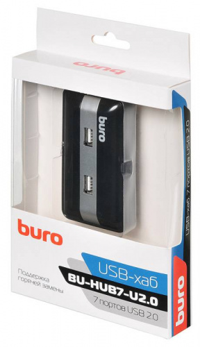 Разветвитель USB 2.0 Buro BU-HUB7-U2.0 7порт. черный фото 3
