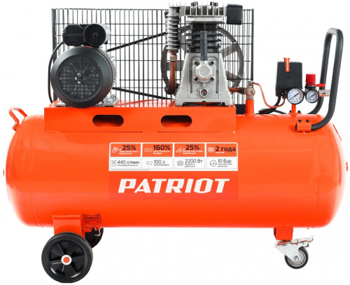 Компрессор поршневой Patriot PTR 100-440I масляный 440л/мин 100л 2200Вт оранжевый фото 11