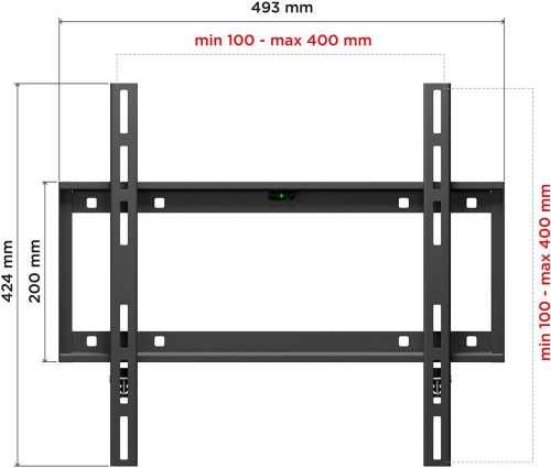 Кронштейн для телевизора Holder LCD-F4610 черный 32"-65" макс.60кг настенный фиксированный фото 5