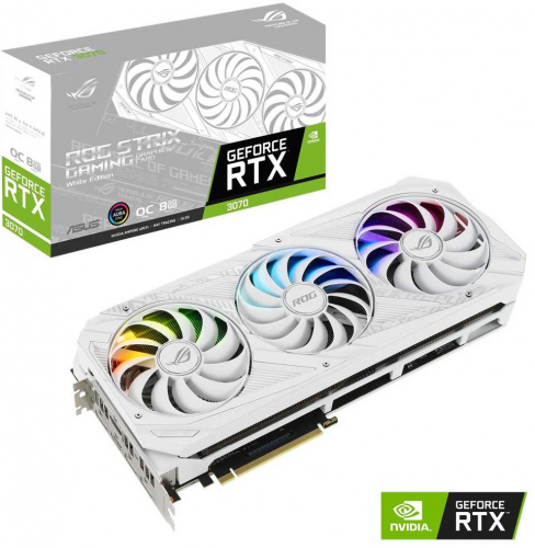 Видеокарта Asus PCI-E 4.0 ROG-STRIX-RTX3070-O8G-WHITE NVIDIA GeForce RTX 3070 8192Mb 256 GDDR6 1905/14000/HDMIx2/DPx3/HDCP Ret фото 6