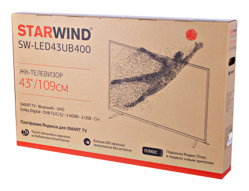 Телевизор LED Starwind 43" SW-LED43UB400 Яндекс.ТВ черный Ultra HD 60Hz DVB-T DVB-T2 DVB-C DVB-S DVB-S2 USB WiFi Smart TV (RUS) фото 3